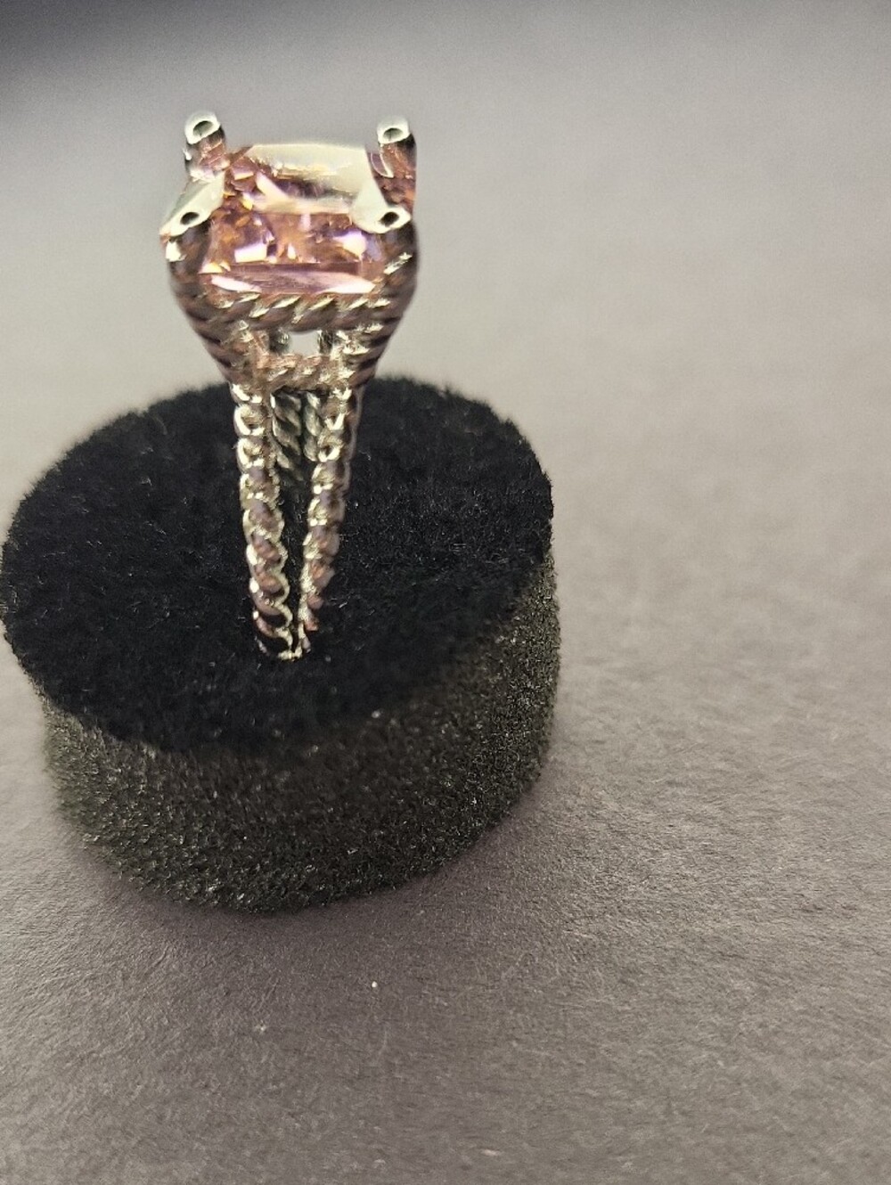 Square Cut Pink Gemstone Ring - Picture 3 of 4